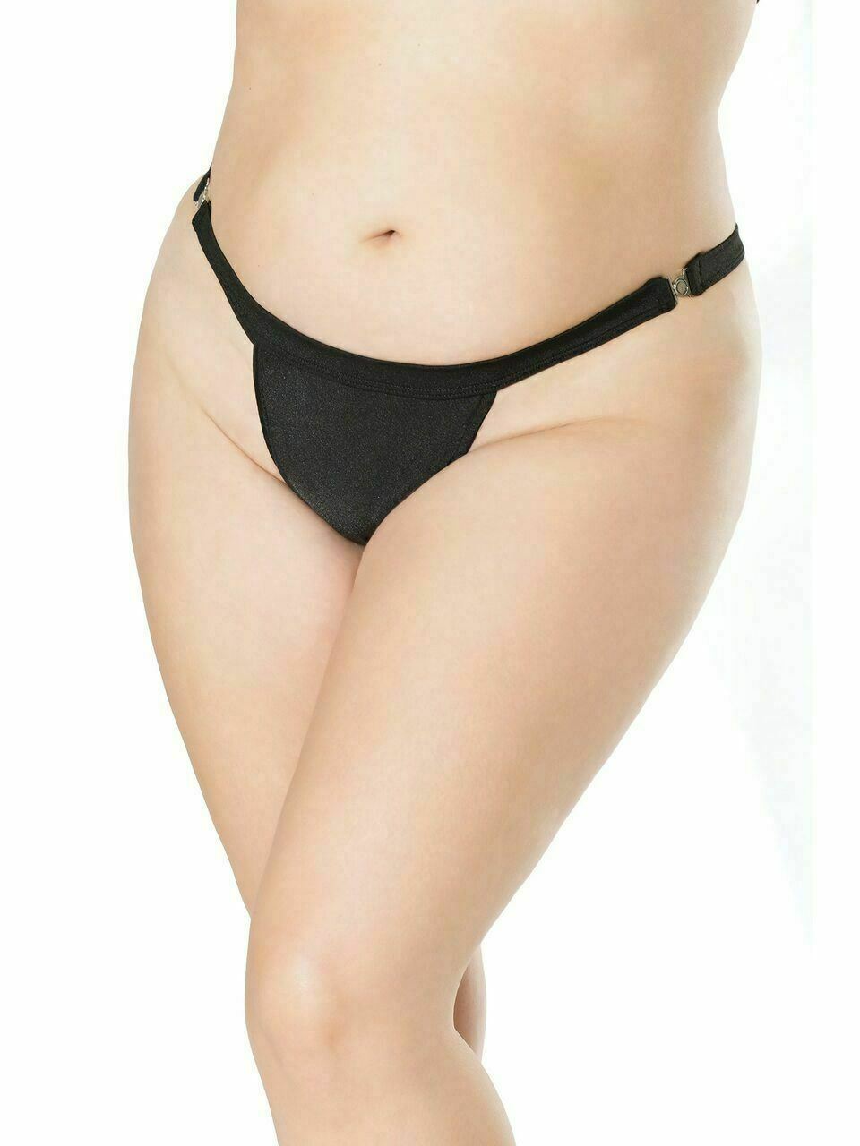 Womens Thong Quick Release Side Clip Panty Black or Zebra Pattern One Size