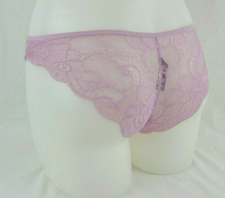 BootayBag Lilac Floral Lace Back Nylon Blend Bikini Panties Women’s Sz Small NWT