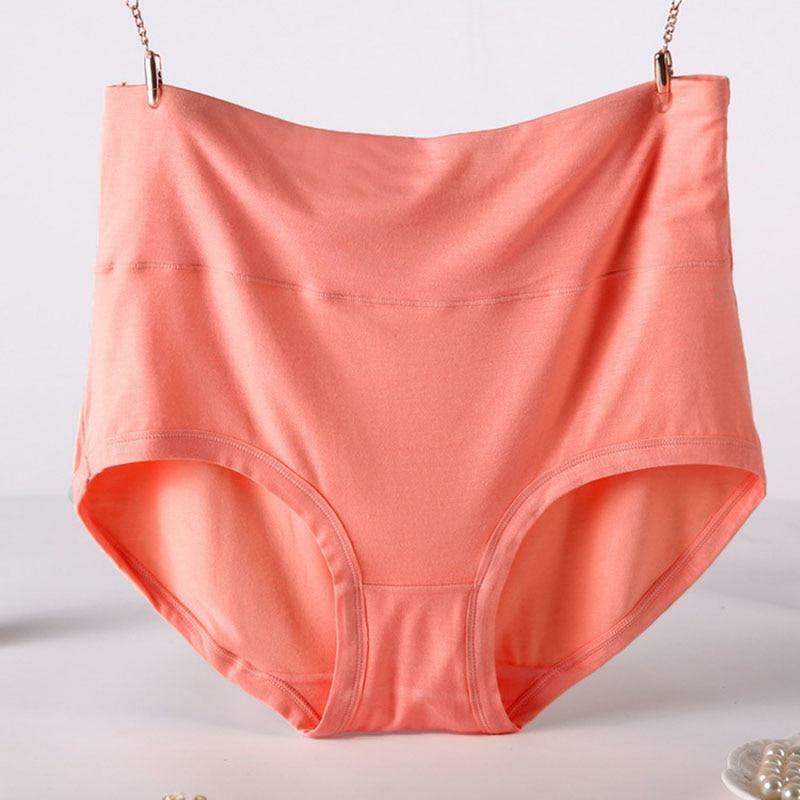 Women Cool Briefs Bamboo Fiber Panties Pure Color Classic High Waist Underwear