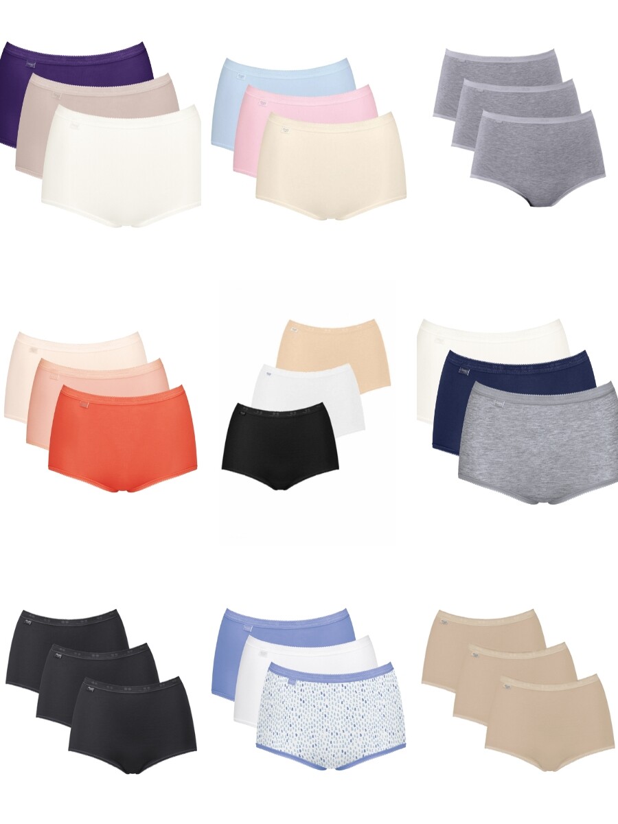 Sloggi Maxi Briefs Knickers Basic+ Brief 3 Pack 95% Cotton High Rise Lingerie