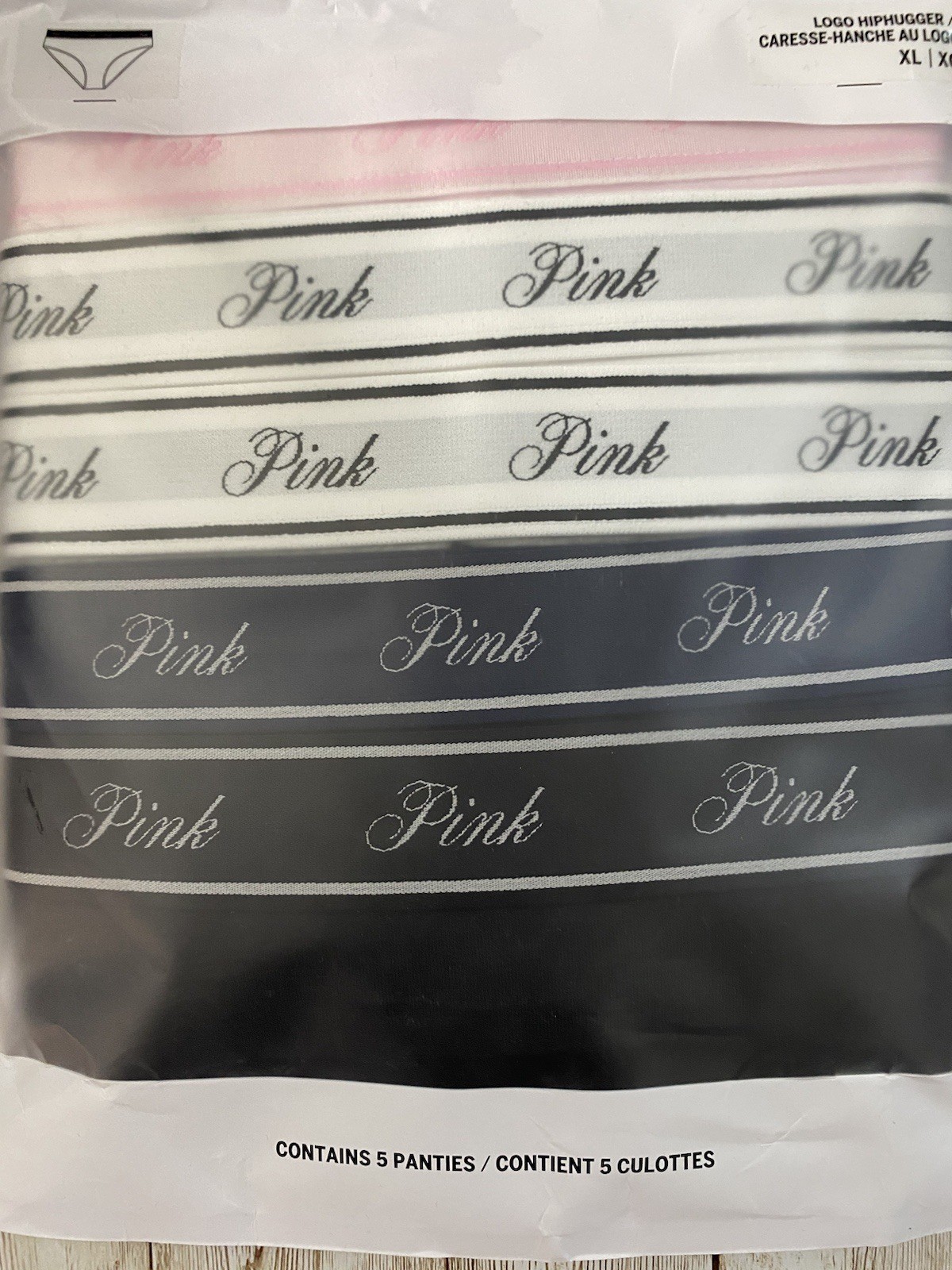 NEW Victoria’s Secret PINK 5-Pack Logo Cotton Hiphugger Panties Pack XL 16-18