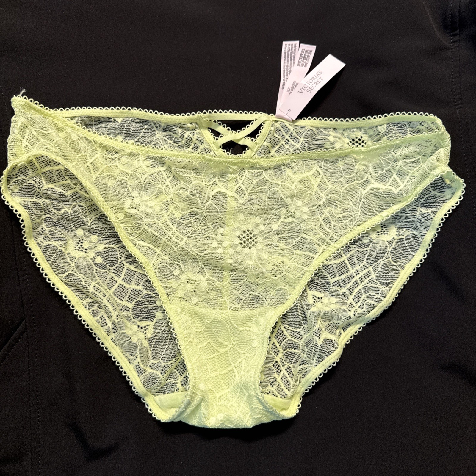 Nwt Victorias Secret The Lacie Floral Lace Bikini Panty Citron Glow L