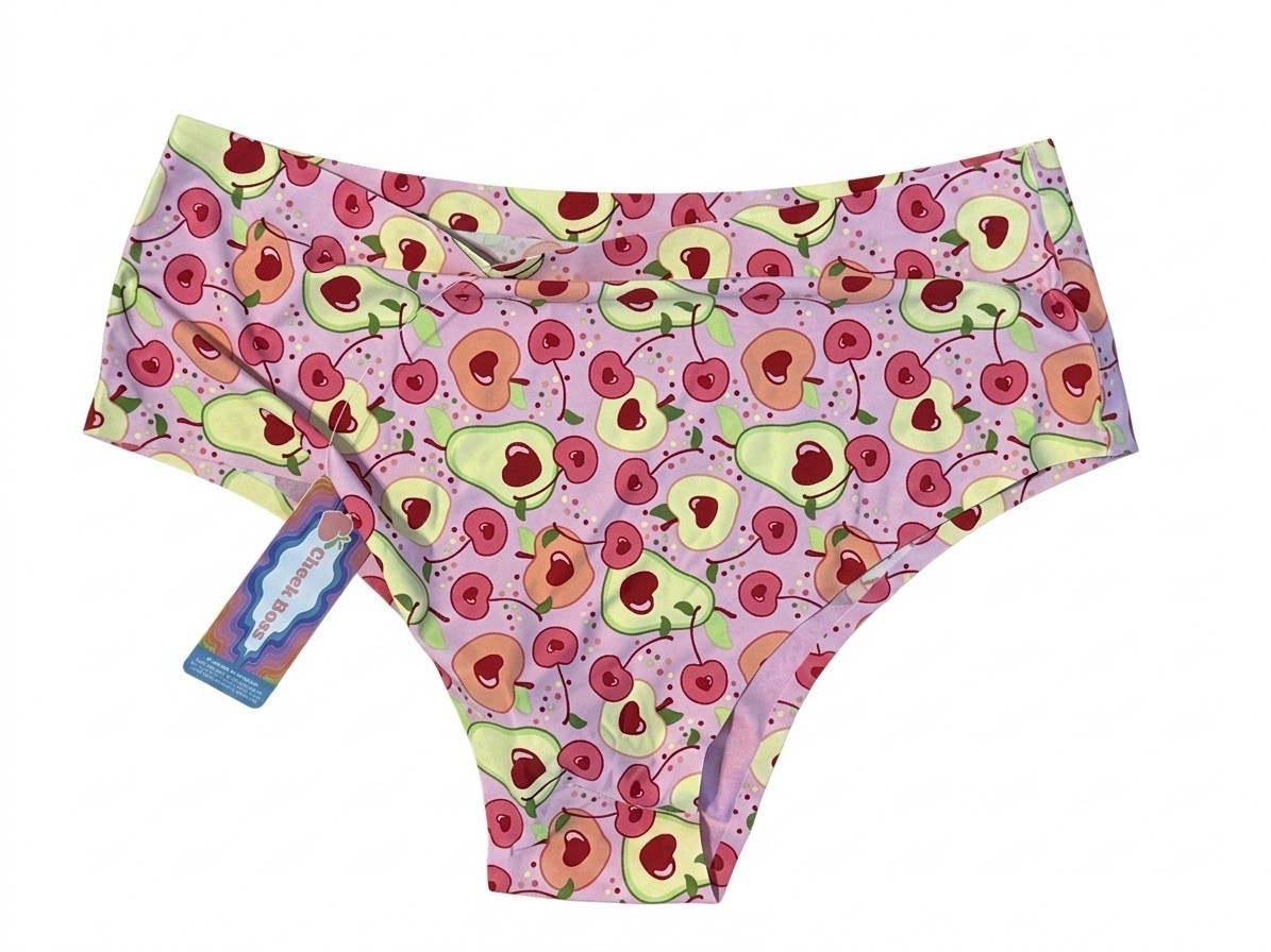 Cheek Boss Fruit Print Hipster Underwear XL Avocado Cherry Peach NWT
