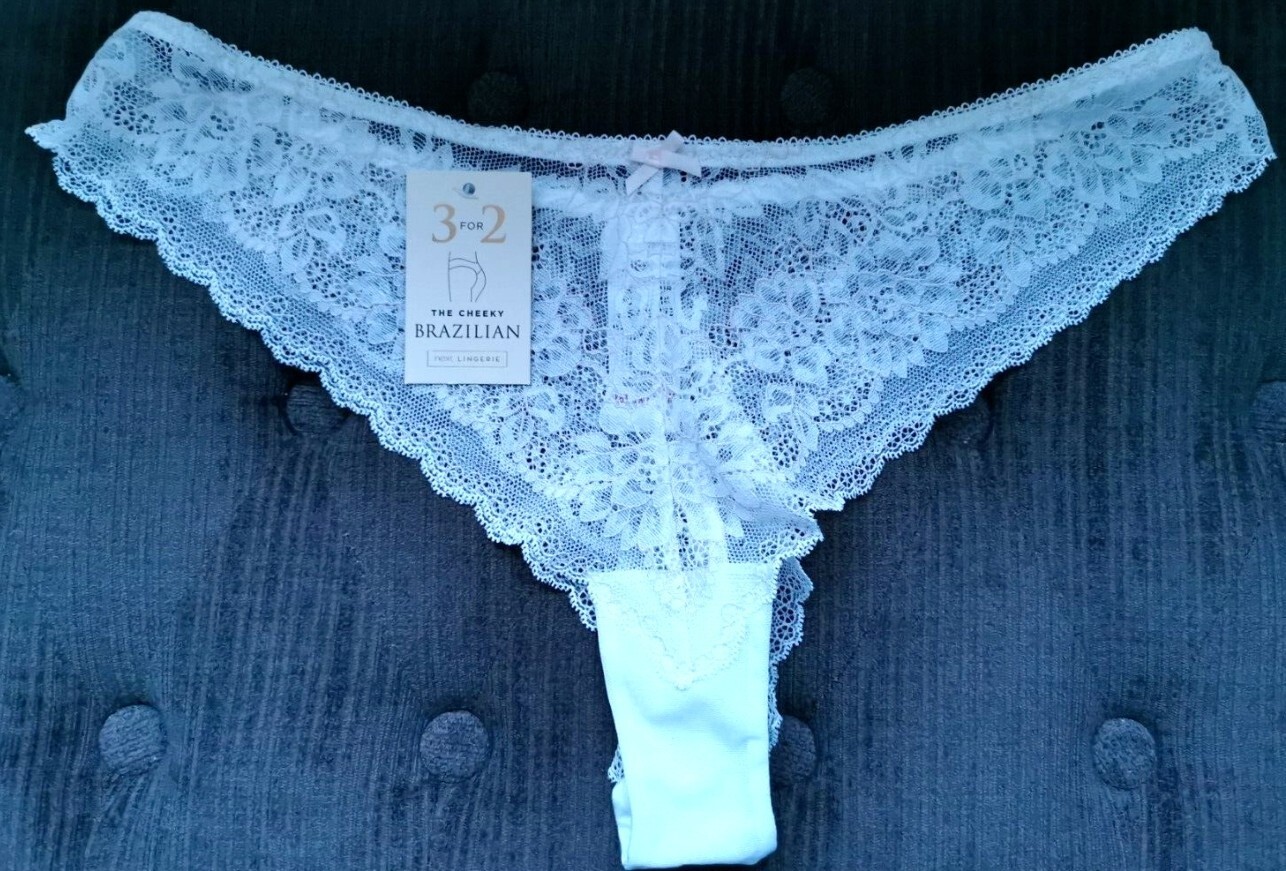 Next White Cheeky Brazilian Knickers Size 16