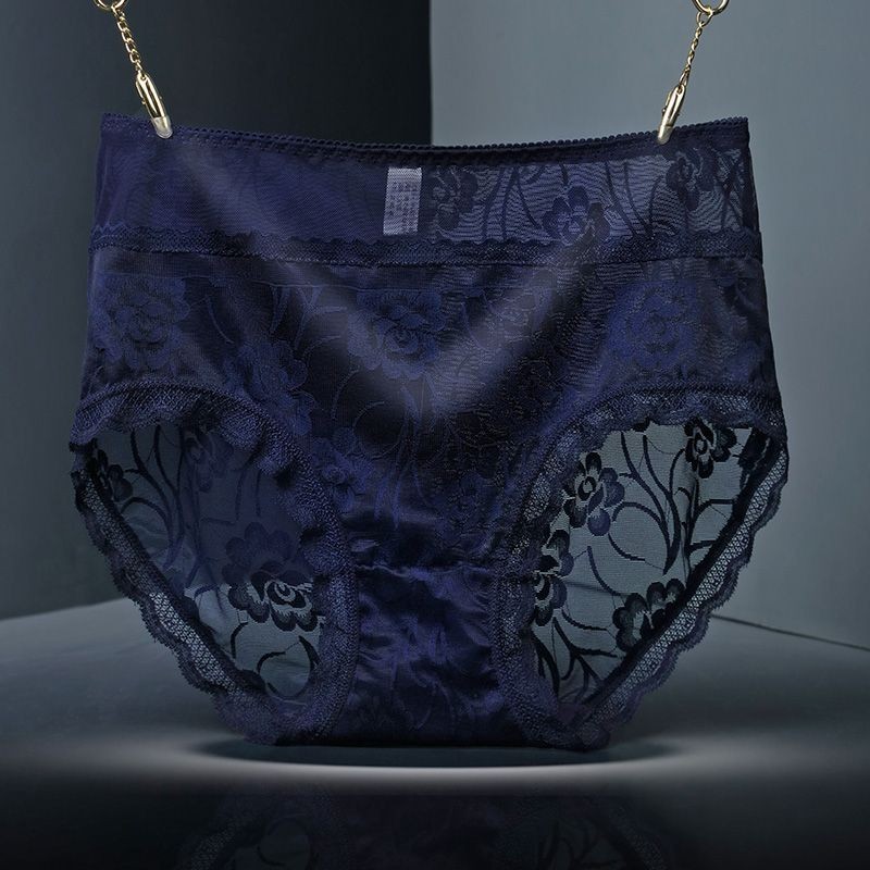 4 Pack High Waist Lace Sheer Floral Panties Sexy Breathable Plus Size Underwear