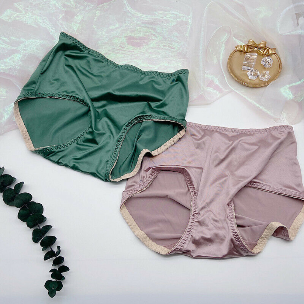 1-5PCS Lot Women Satin Panties Vintage Lingerie Seamless Underwear Brief