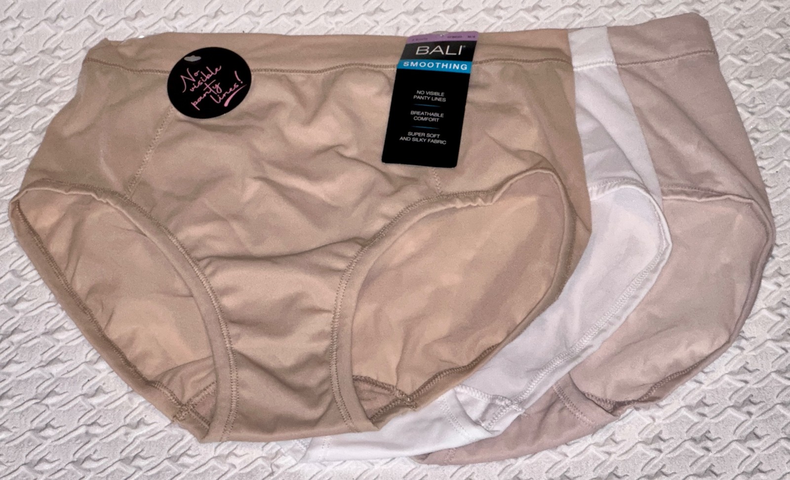 BALI One Smooth U Second Skin White Nude Sandshell Hi Cut Panty Womens S 5 2XL 9