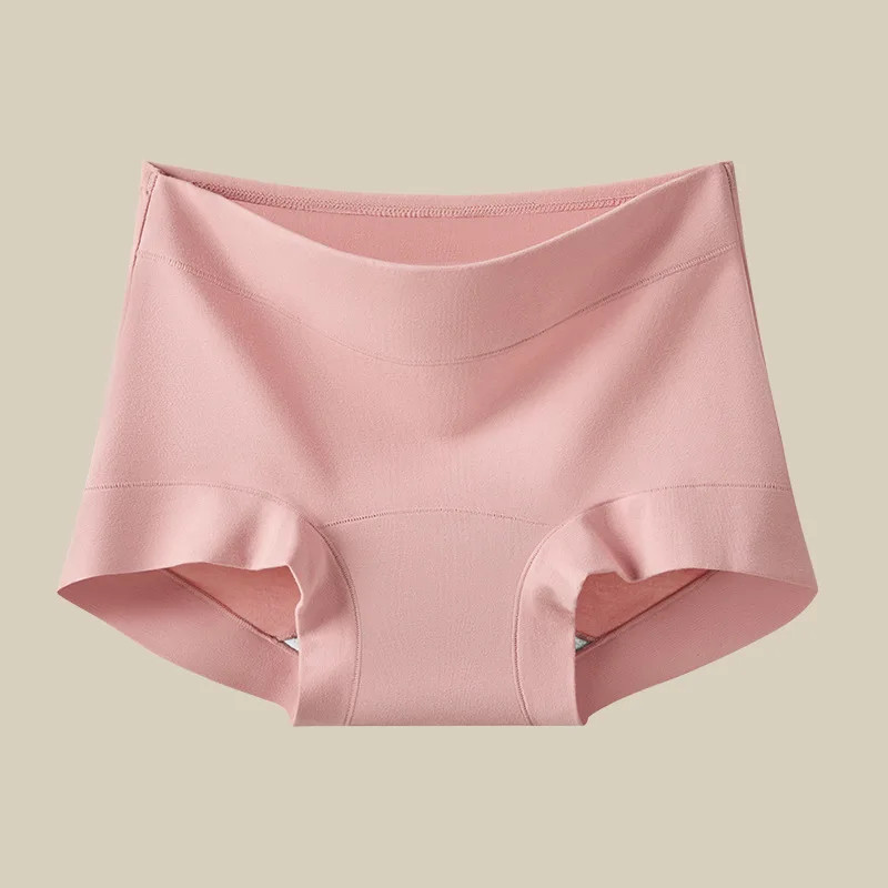 Mid Waist Cotton Panties Seamless Boyshort Solid Color Soft Underwear M-XXL