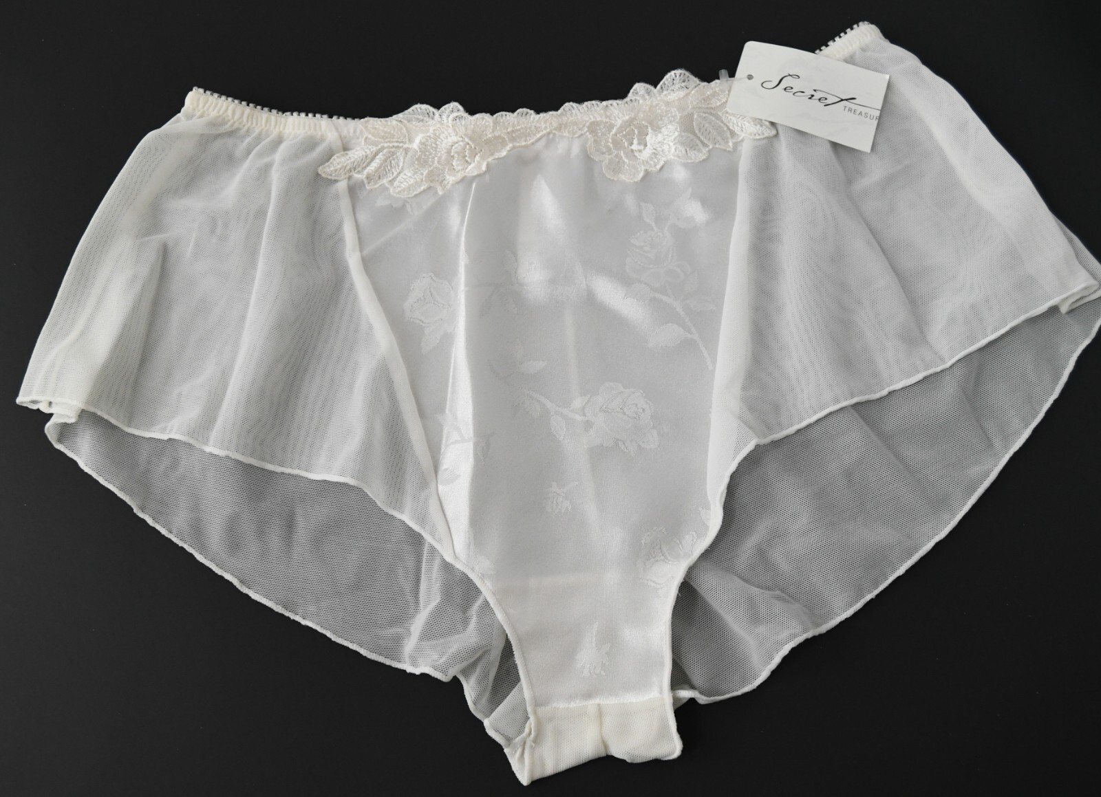 NEW Secret Treasures VTG 90s – Y2K Satin Sheer Sleepwear Boyleg Panty MEDIUM