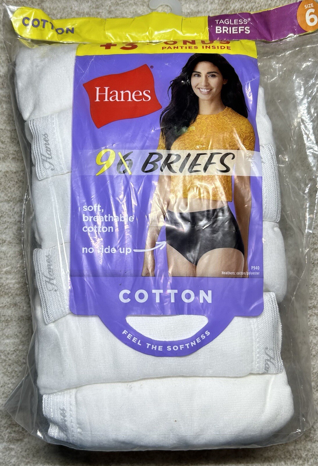 New Hanes Women’s White Cotton 9 Pack Briefs. Size 6 Med Underwear Multipack Set