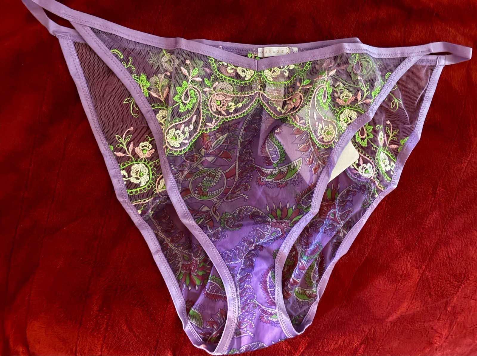 Savage X Fenty Lavender Bohemian Paisley Embroidered String Bikini 3X NWT
