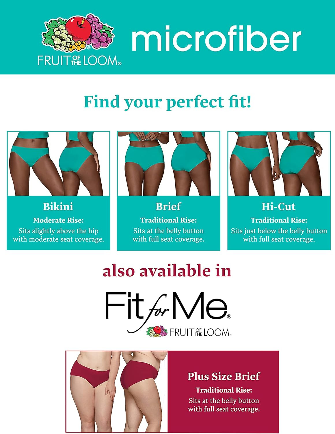 Women’S Lightweight Microfiber Underwear, Smooth under Clothes, Available in plu