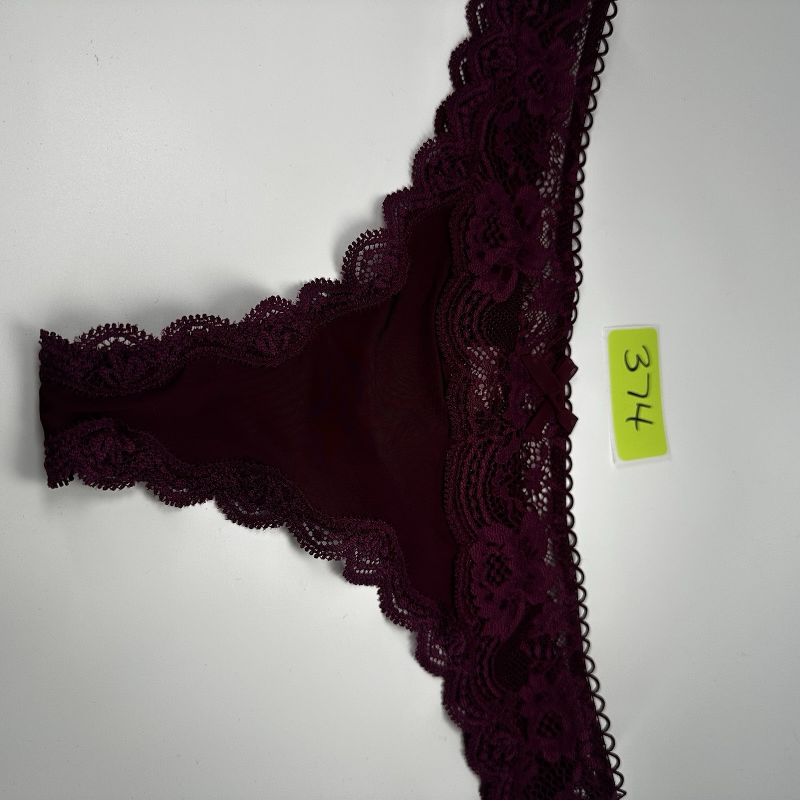 Victoria’s Secret Dream Angels NWT Small Wine Red Lace Thong Panty Sexy Sheer