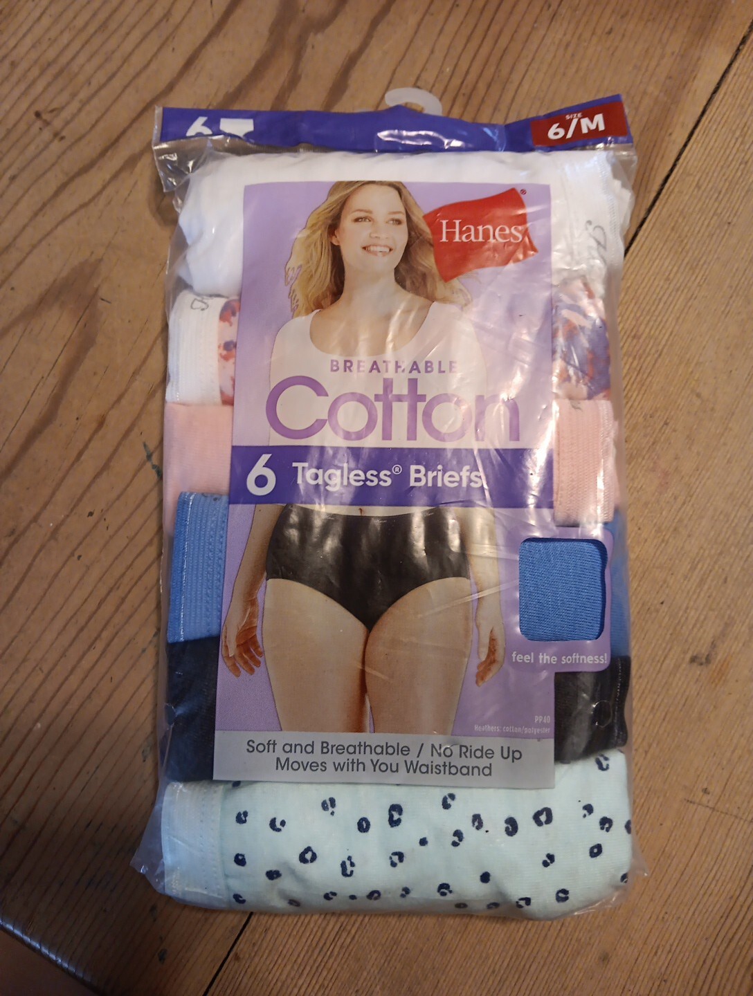 6 Pack Hanes Womens 6 M No Ride Up Cotton Brief Panty Tagless Breathable Soft