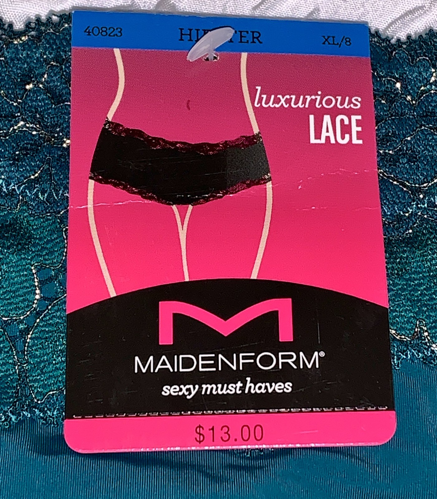 MAIDENFORM Sexy Must Haves Luxurious Lace Teal Cheeky Hipster Panty Womens XL 8