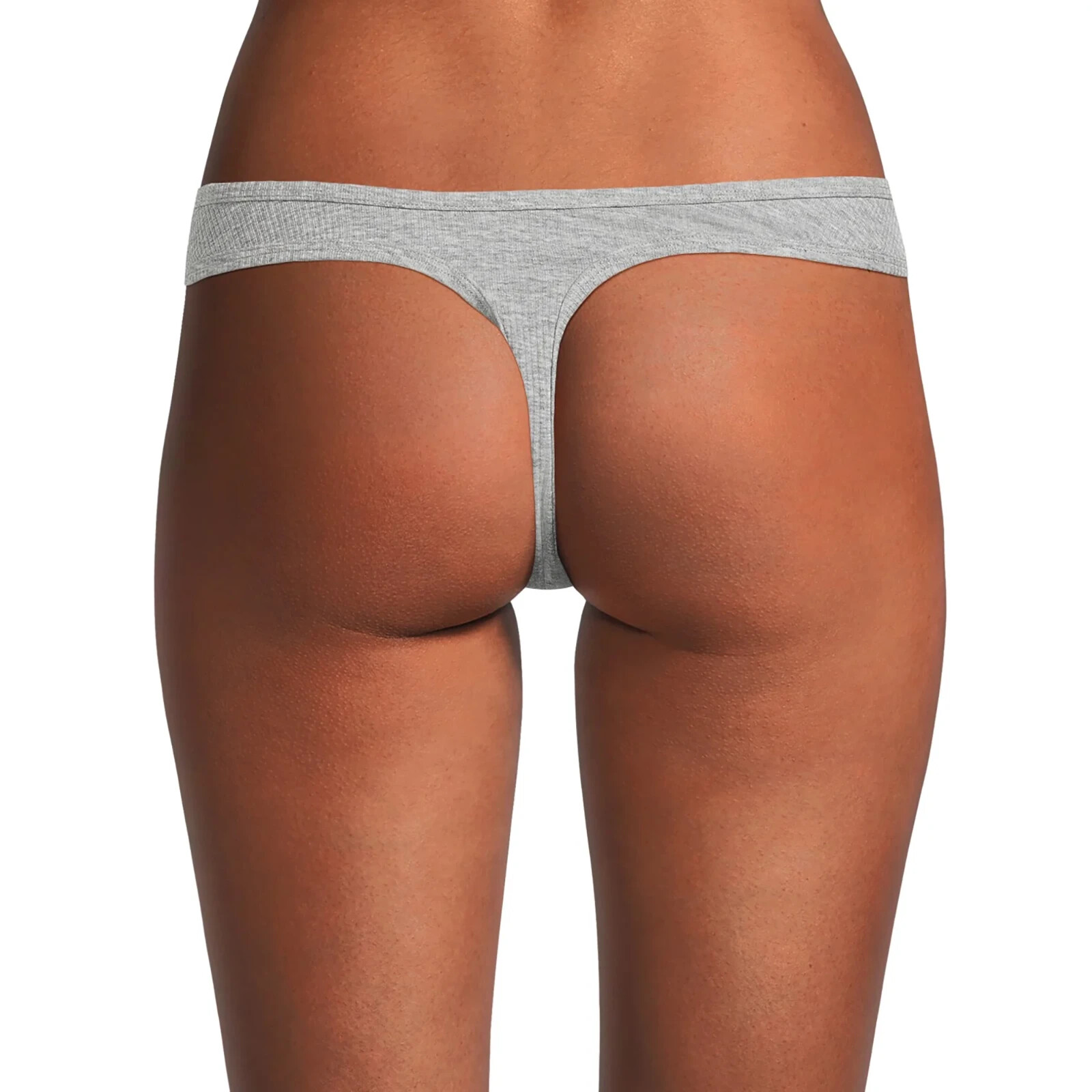 No Boundaries Women’s Cotton Rib Thong Panties Size MEDIUM Heather Gray New
