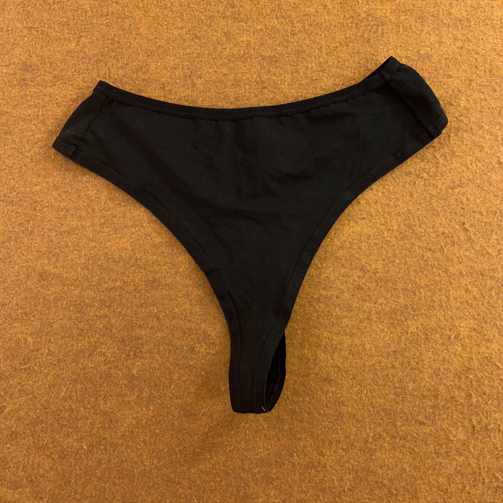 Pact Womens Medium Black Organic Cotton High Cut Thong Panty New