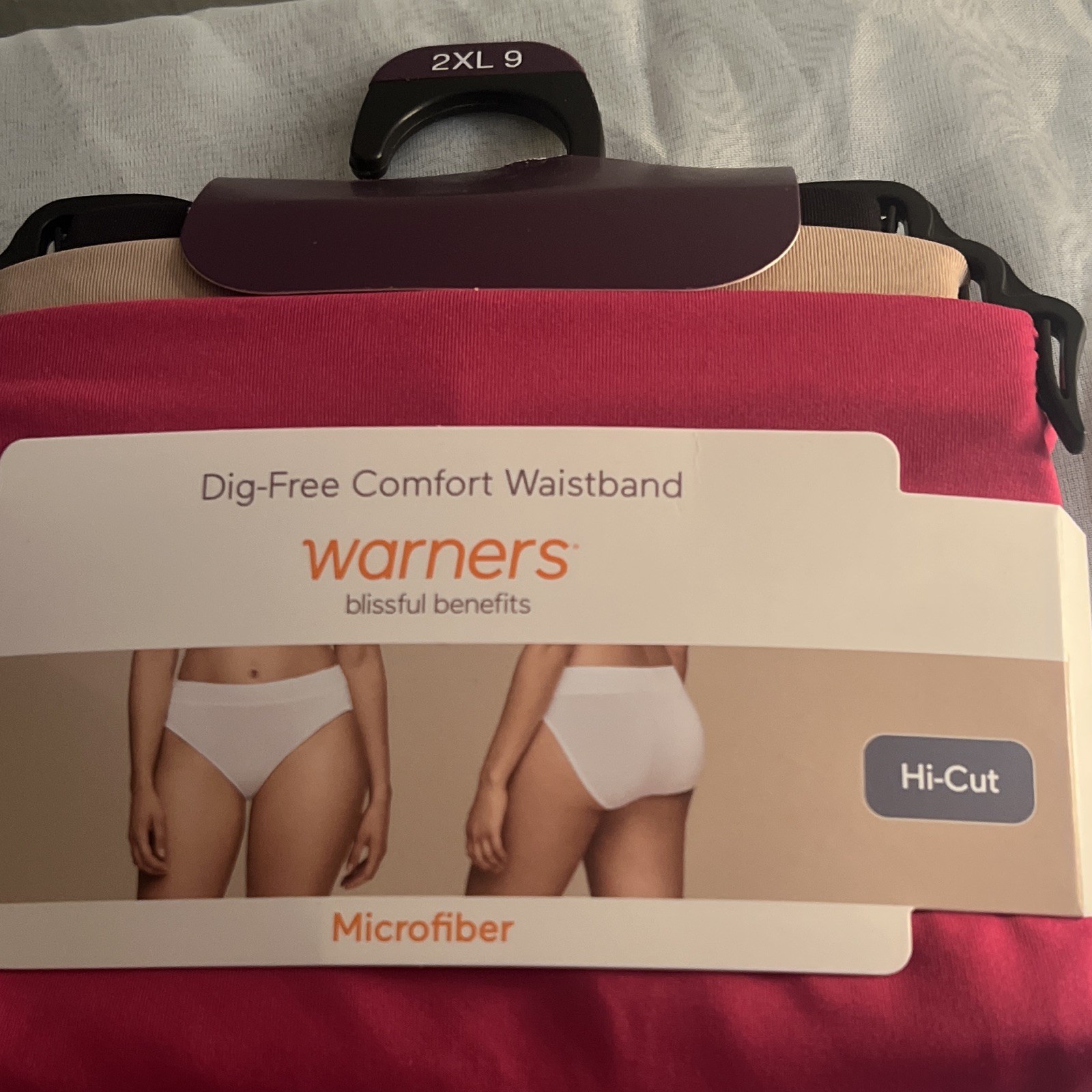 Warner’s Microfiber Hi-Cut Panties Comfort Waistband 3 Pack 2XL Solid