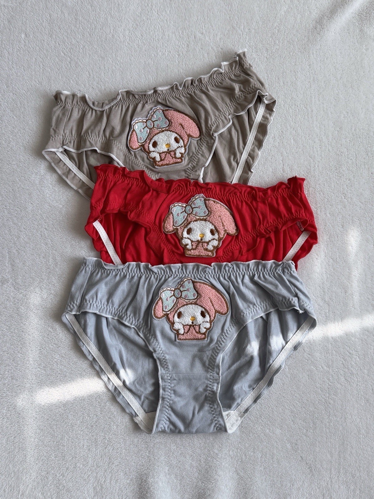 Set Of 3! US-S Girls Sissy Cute Ruffle Cotton Panties My Melody Embroidered