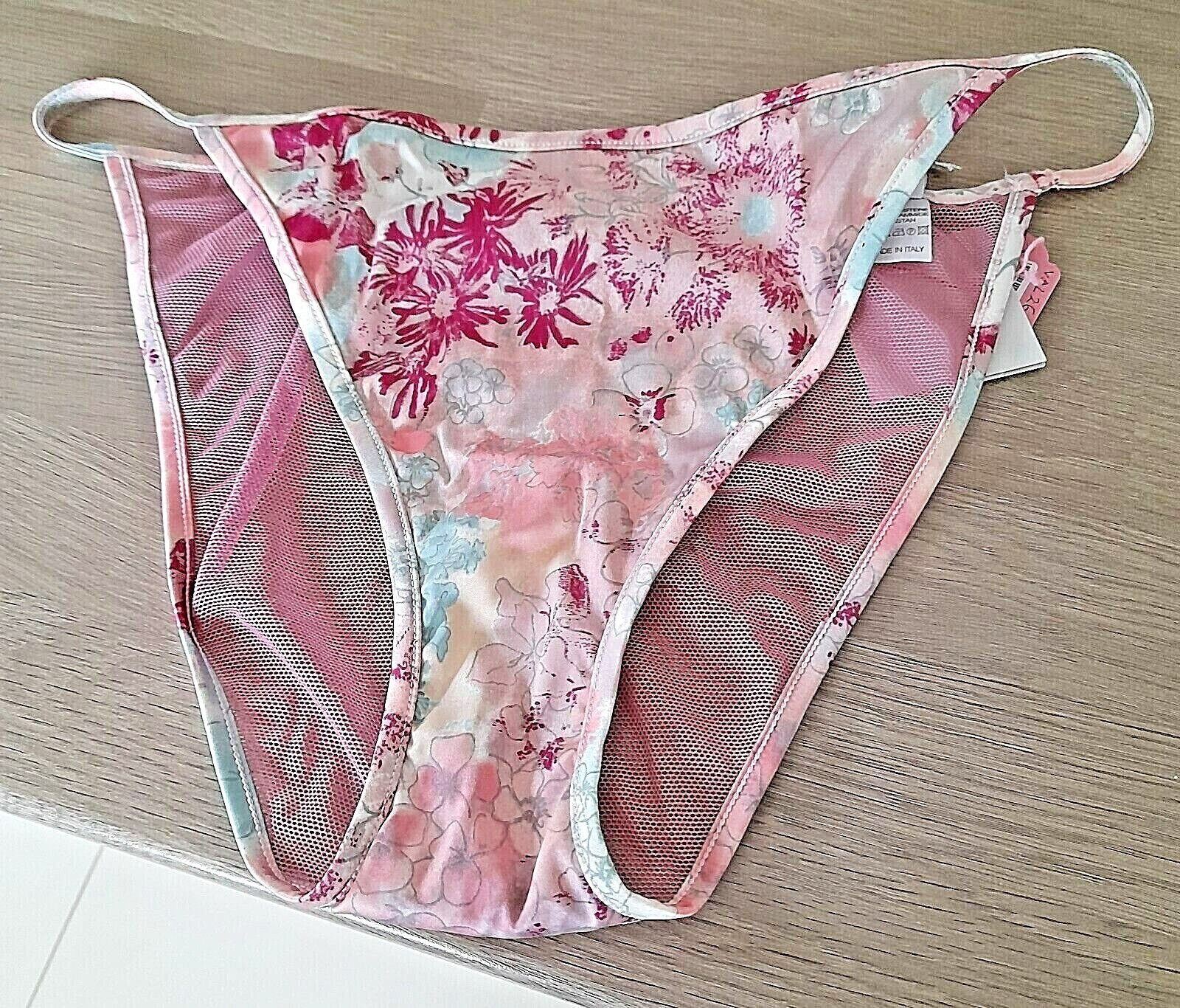 Valentino Intimate Floral Satin/Pink Mesh Collection String Sided Brief