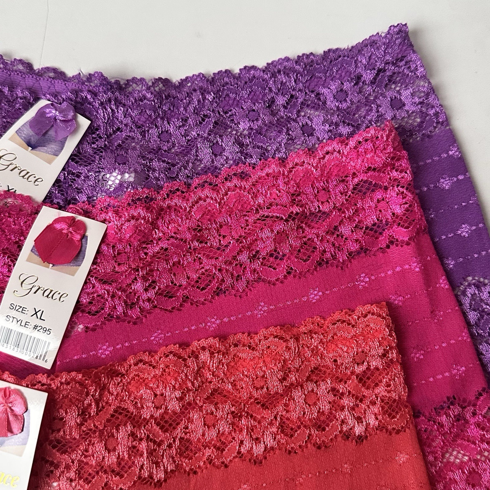 3 Women’s Grace BoyShort Underwear Lace Panties Sexy Low Rise Shortie S: XL