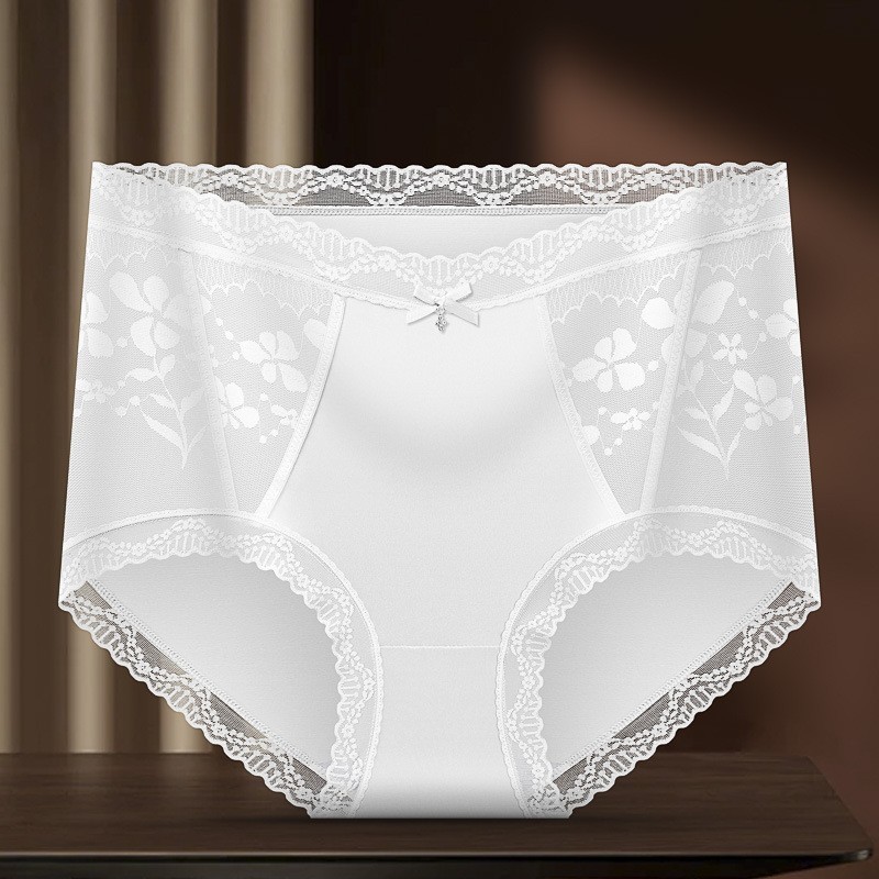 3 Pack Lace Panties Mid Waist Seamless Breathable Bikini Cotton Crotch S-XL
