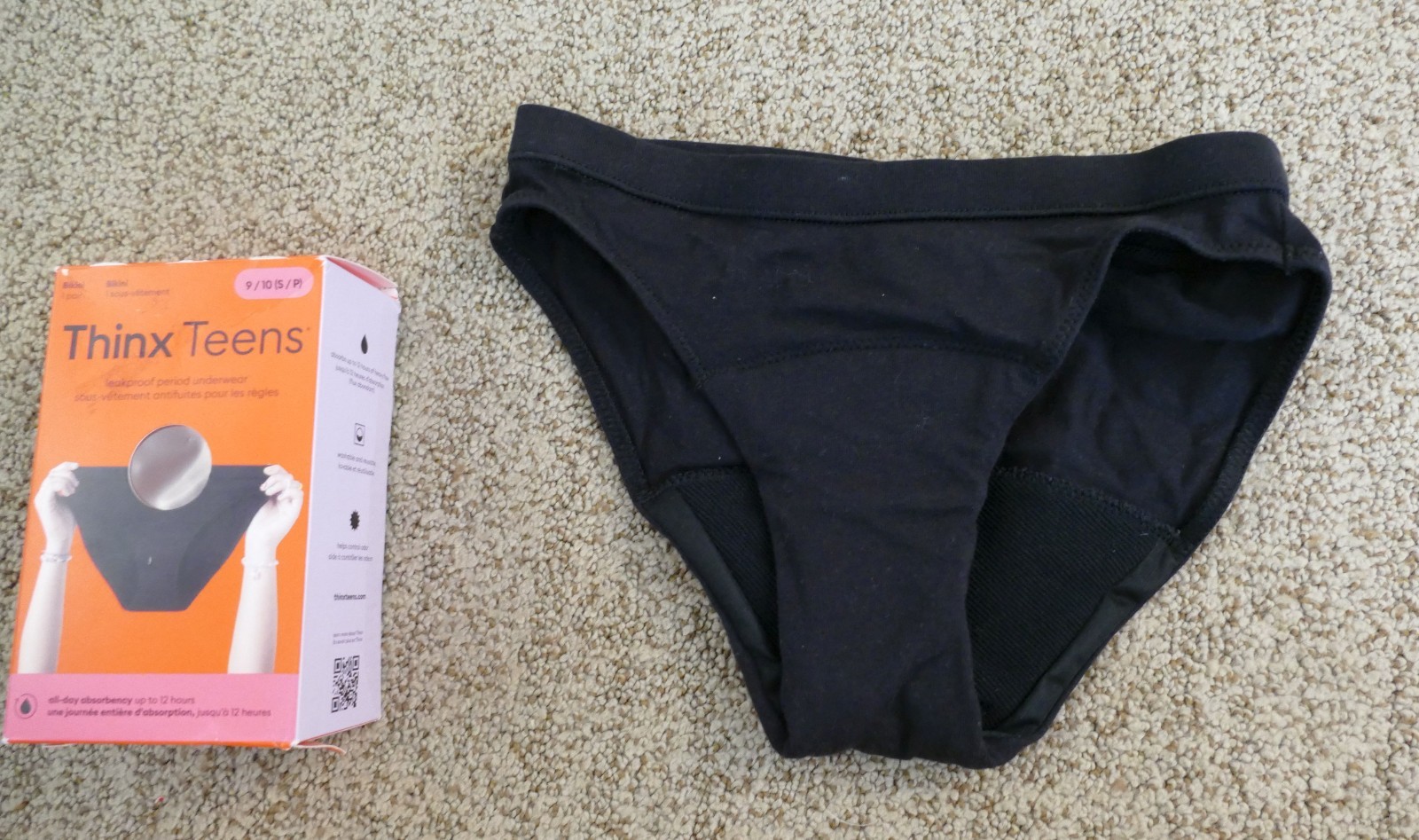 Thinx Teens 9/10 Small Black Bikini Period Underwear Panties