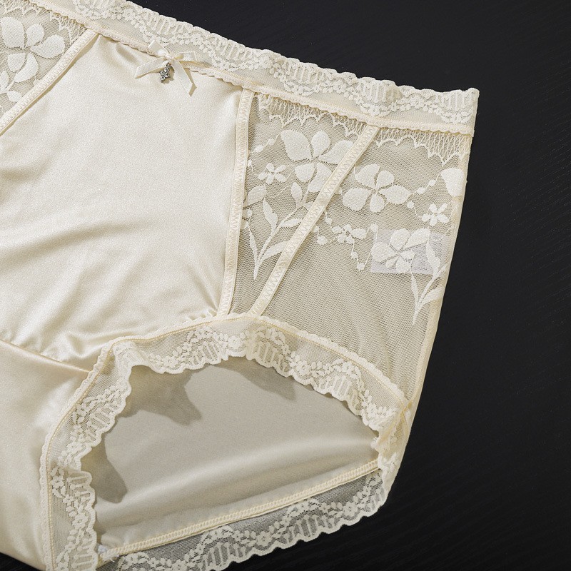 3 Pack Lace Panties Mid Waist Seamless Breathable Bikini Cotton Crotch S-XL