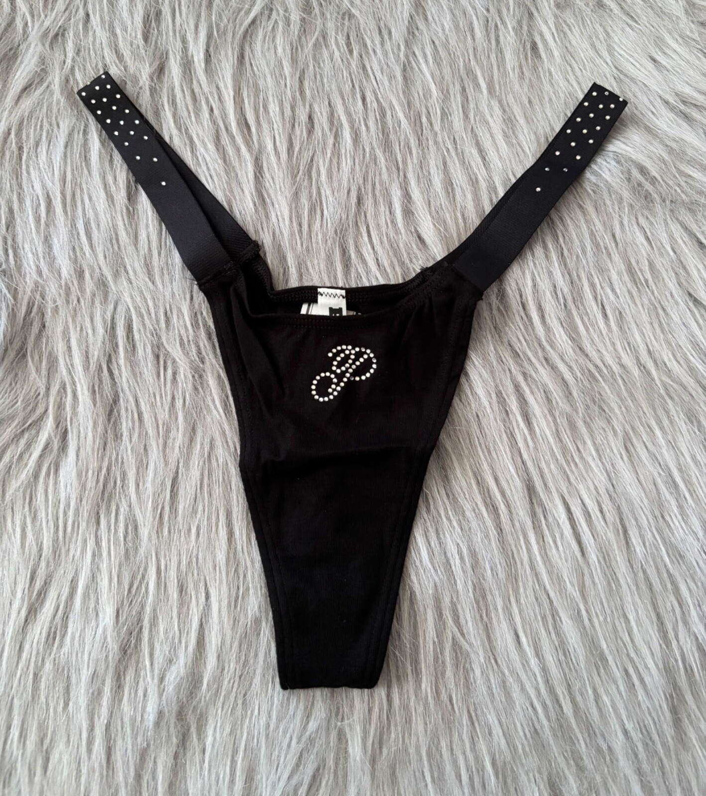 PINK Victoria’s Secret Thong Panty Black Logo Shine Micro S M L XL 2XL