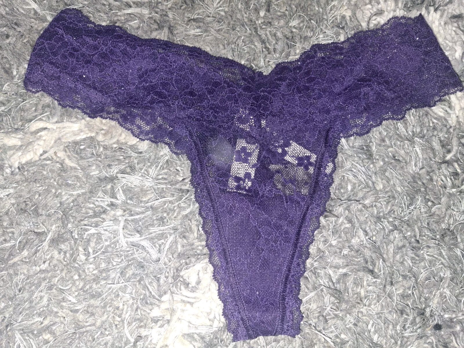 Vs floral Lace Sequin Thong NEW SIZE Small Deep Purple Shimmer