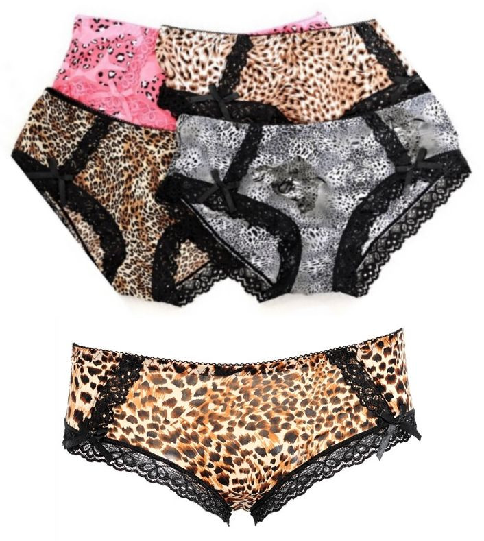 Pink, Gray or Brown Leopard/Cheetah Hipster Boyshort Bikini Panty S/M/L/XL