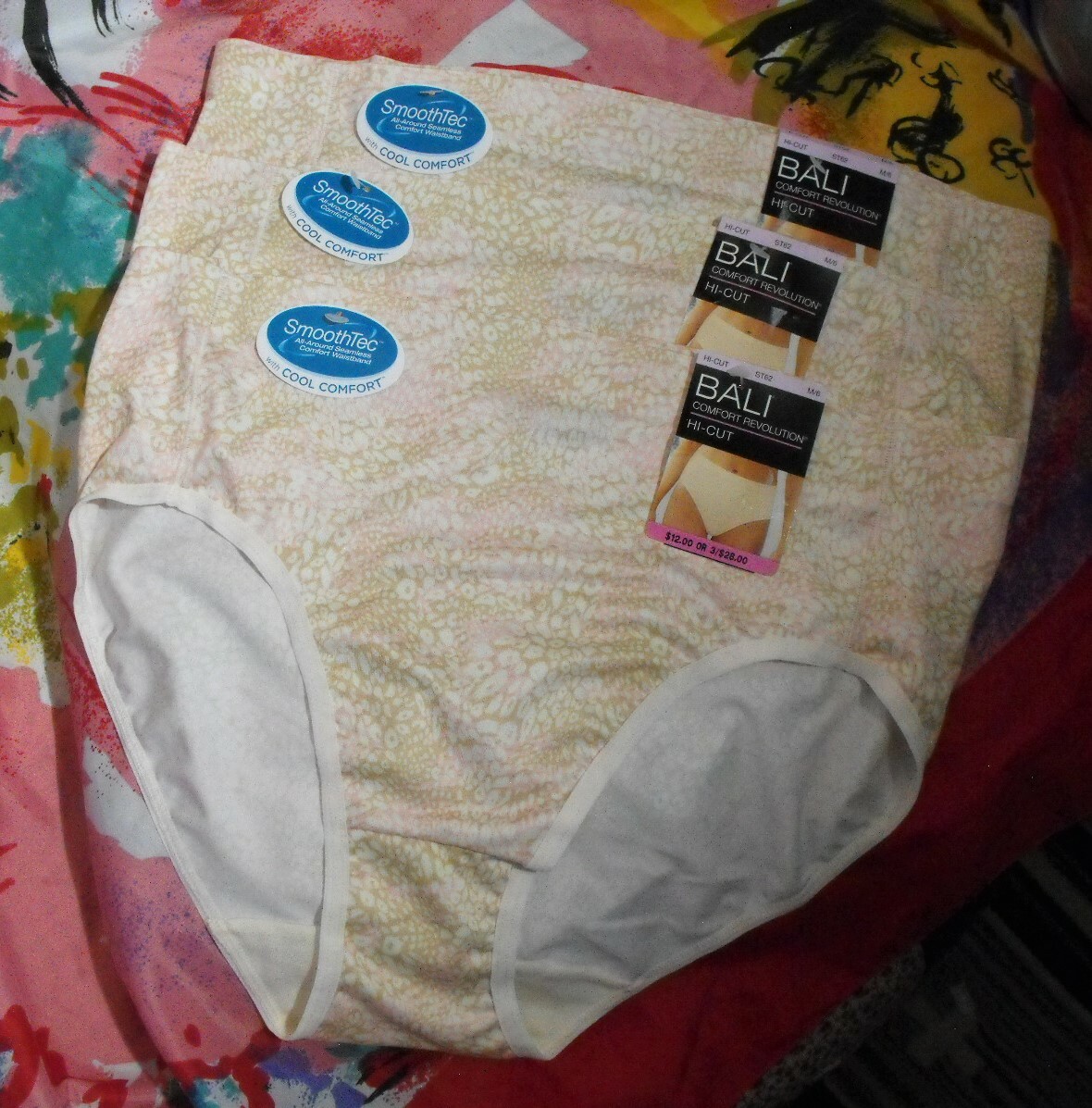 3 NEW BALI COMFORT REVOLUTION ST62 SmoothTec COOL COMFORT HI-CUT PANTIES M/6
