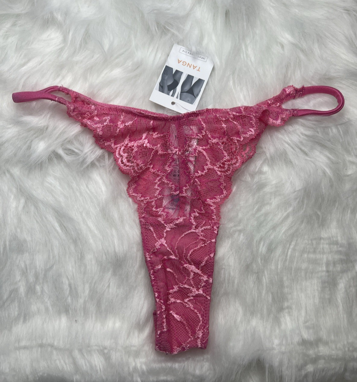 NEXT – TANGA FLORAL LACE KNICKERS – E98-668 – SIZE UK 08 – PINK