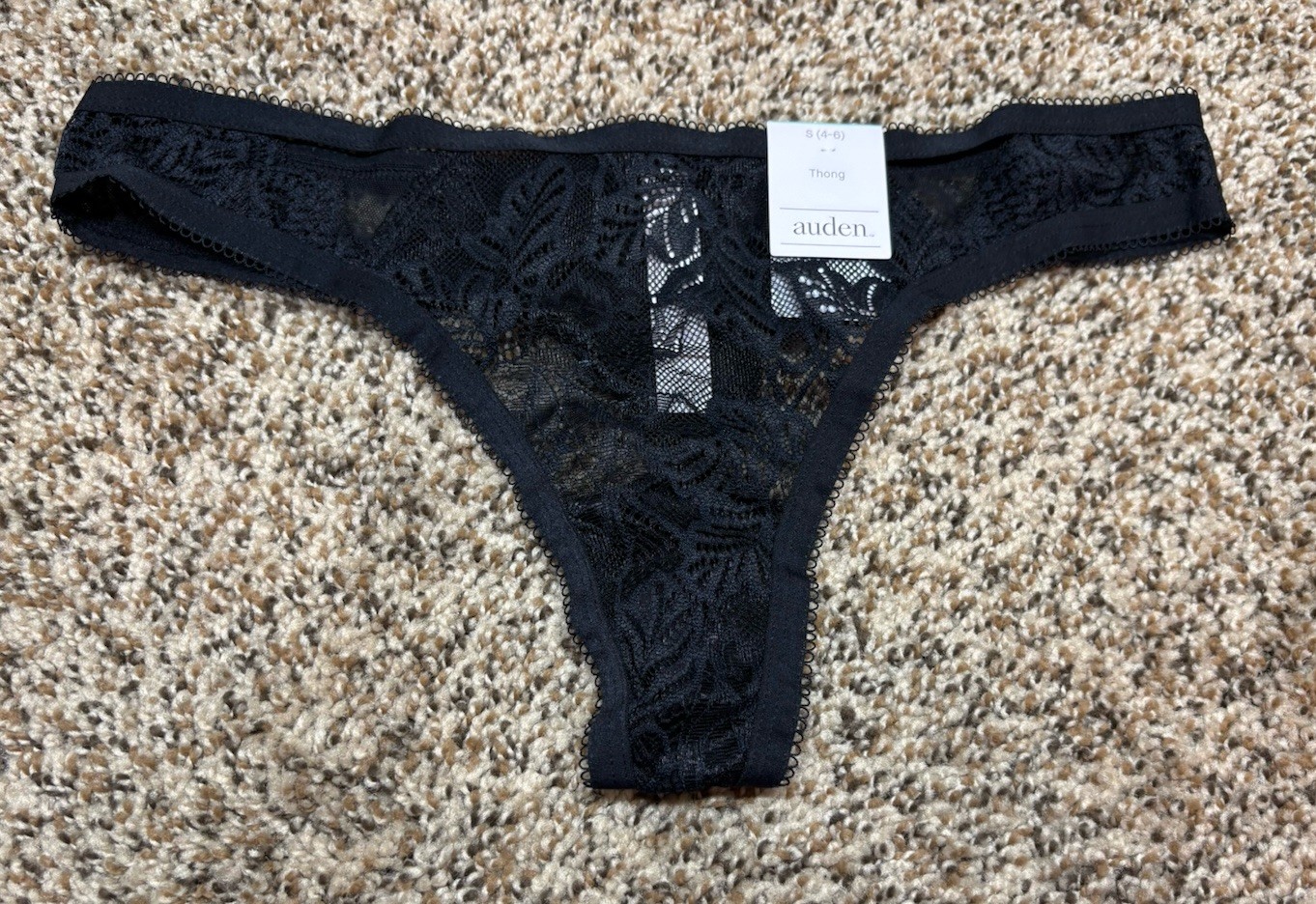 Auden Black Lace Thong. Size: S (4-6). NEW!