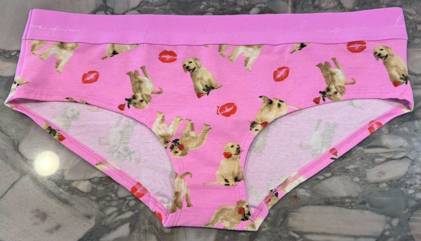 NEW Victoria Secret PINK Cotton Logo Hipster Panty Pink Puppy Love – XL or XXL