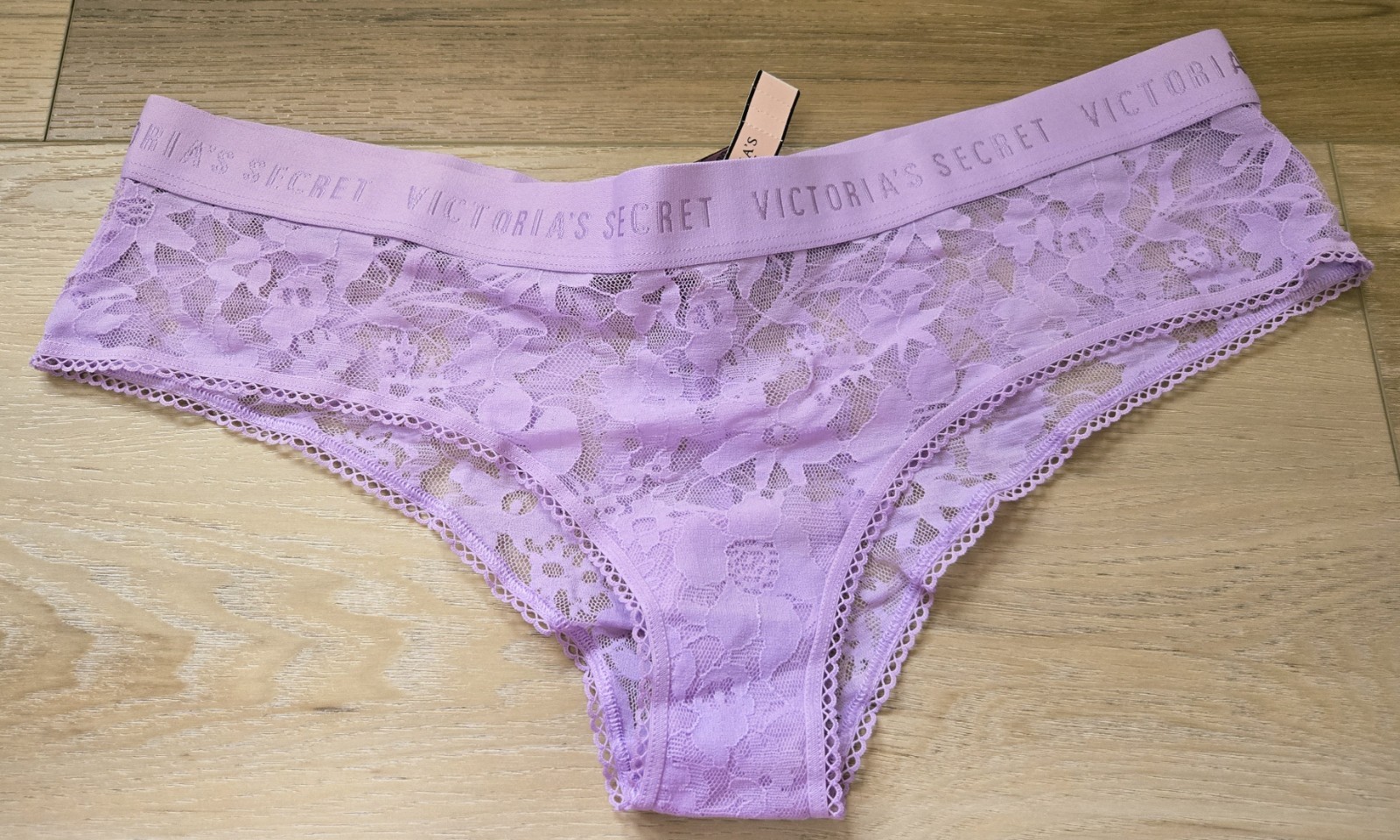 NWT Victoria’s Secret Lavender Sheer Lace Signature Waistband Cheeky Panties XL