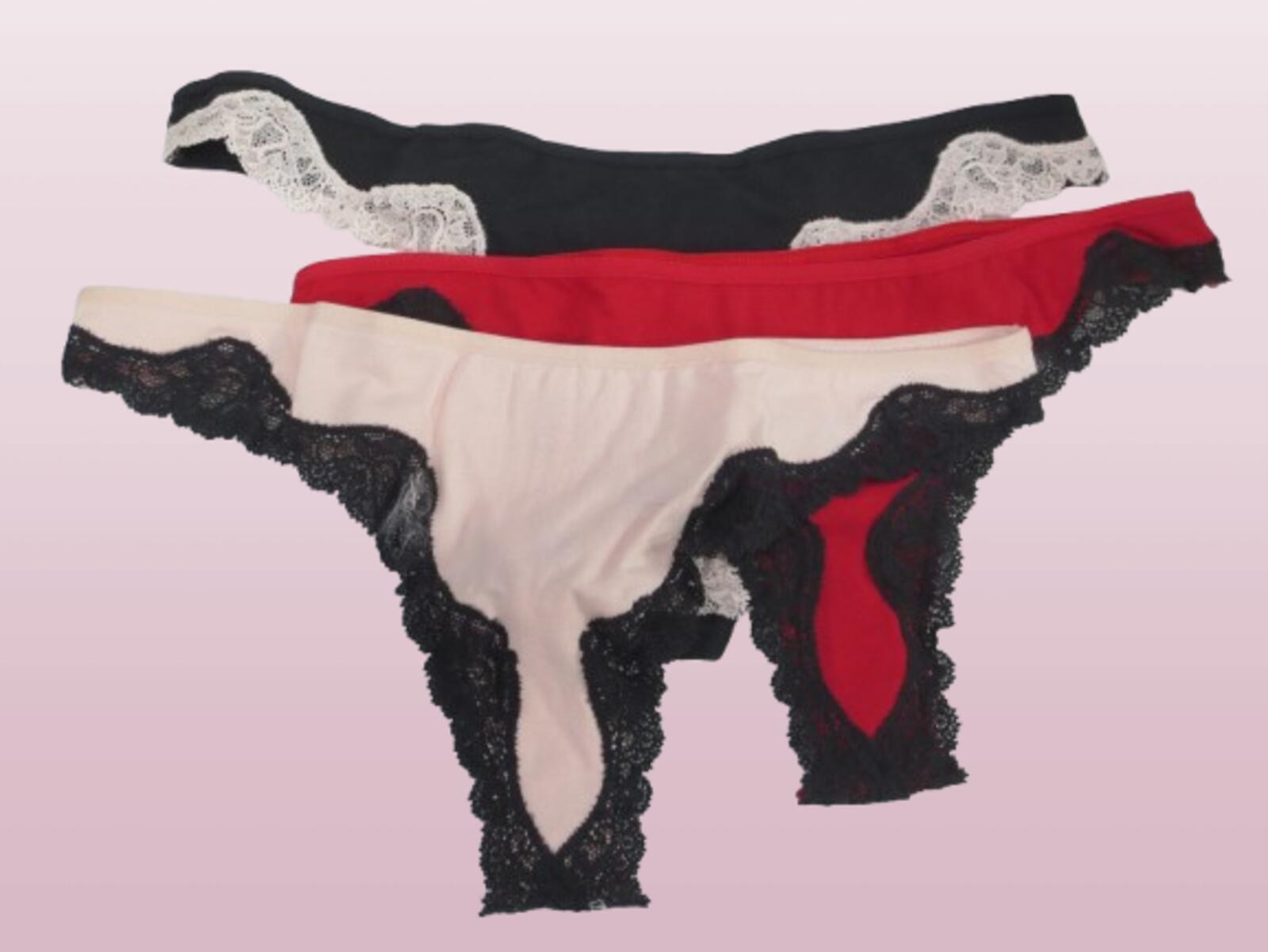 EXPRESS INTIMATES COTTON SPANDEX THONG PANTY BLACK, PINK & RED SIZE S 3PC SET