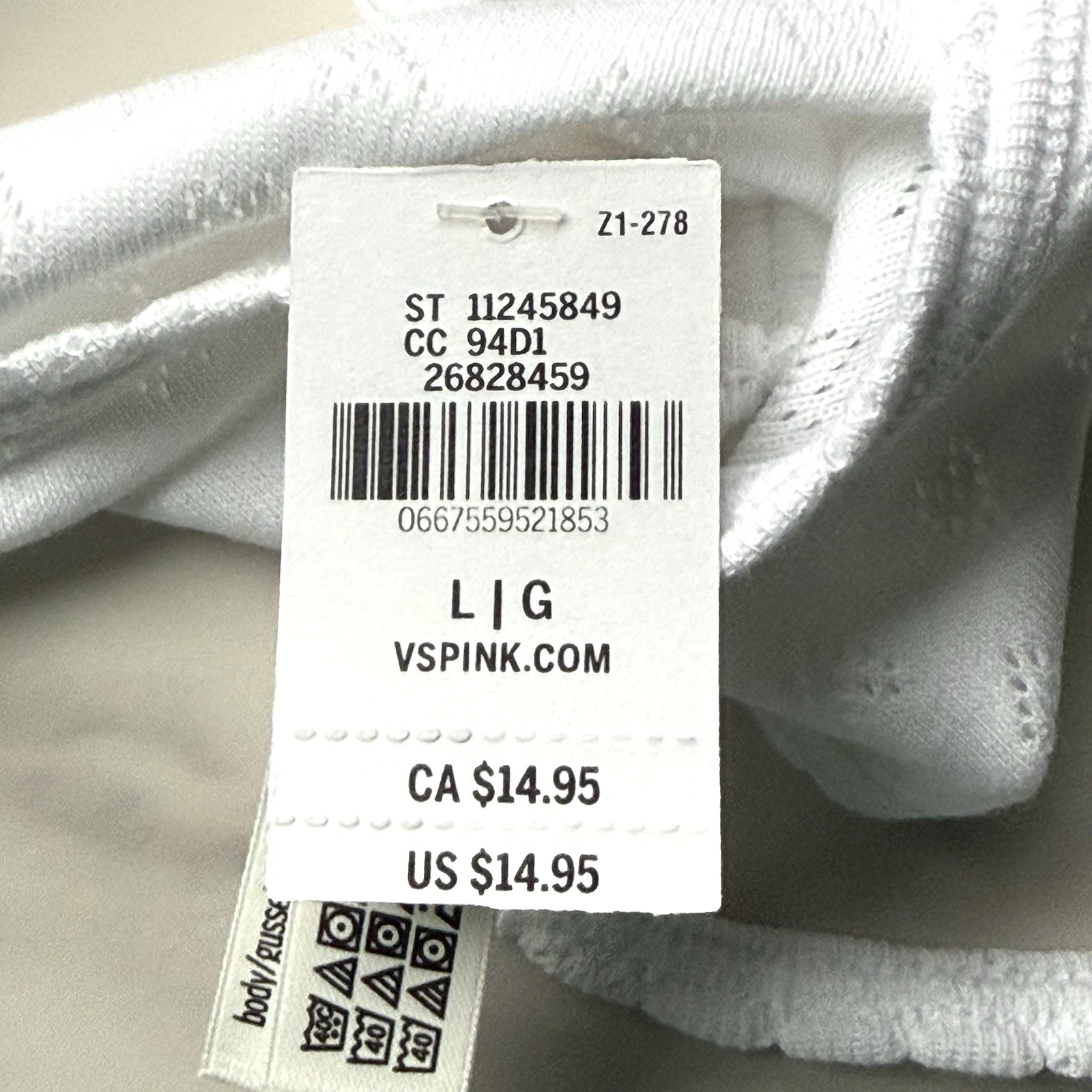 PINK Victoria’s Secret Cotton Heart Pointelle V-String Panty Optic White M/L/XL