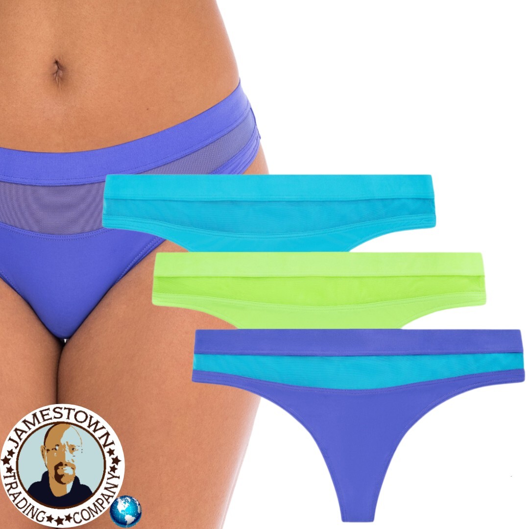 No Boundaries 3Pk Mesh Madness Thong, size Medium NWT Blue,Green, Turquoise