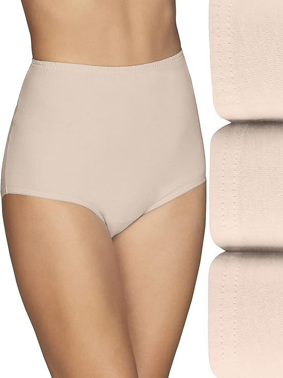 Vanity Fair Cotton BRIEFS Size 10 3XL PANTY Perfectly Yours FAWN 15320 Pack of 3