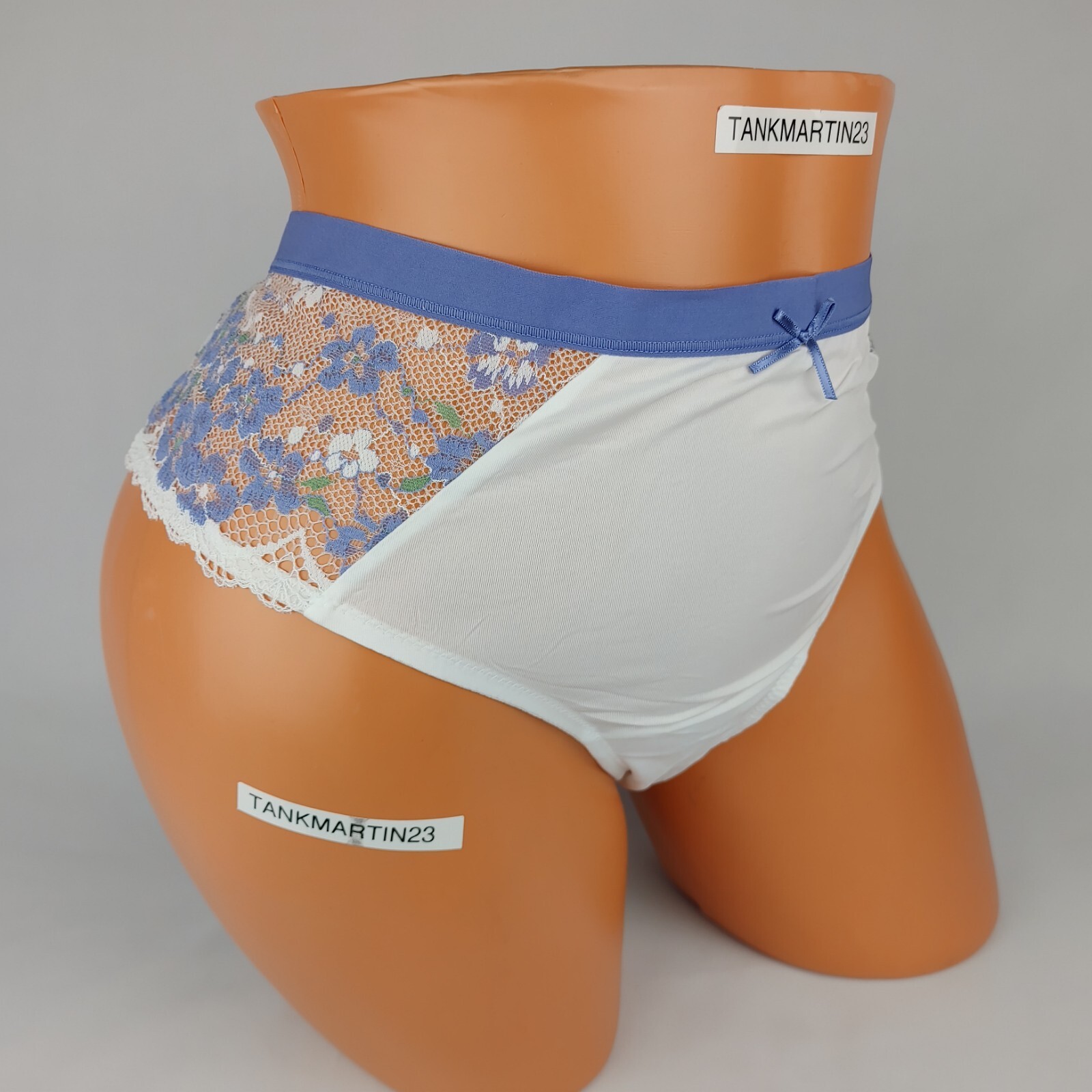 LANE BRYANT CACIQUE STRETCH LACE HIPSTER 14/16 PANTY PANTIES PLUS WHITE BLUE