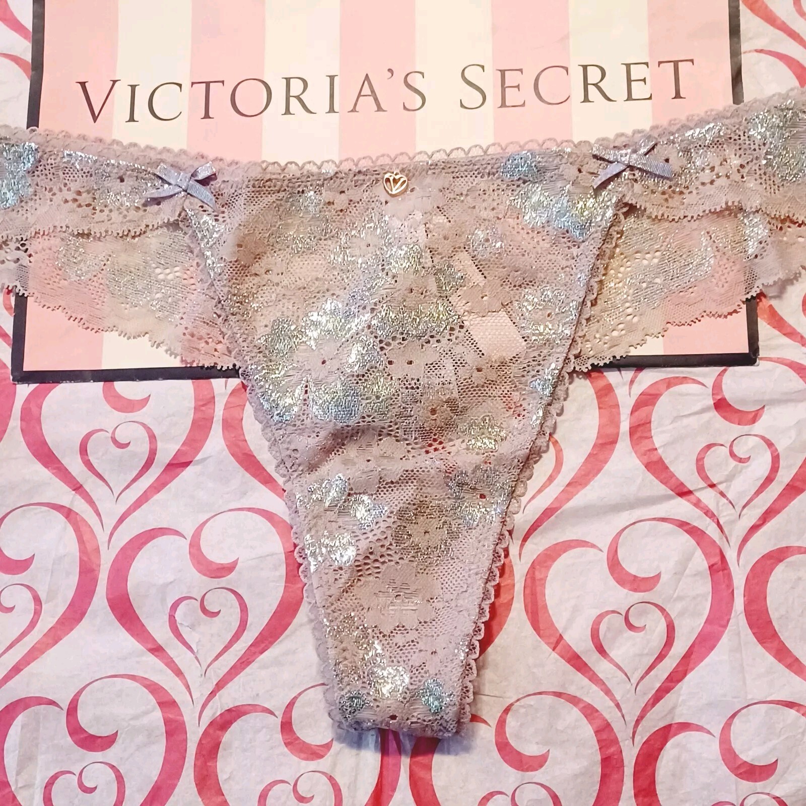 Victoria’s Secret *VERY SEXY* Lace Thong *VINTAGE ROSE* Light Pink Large NWT!