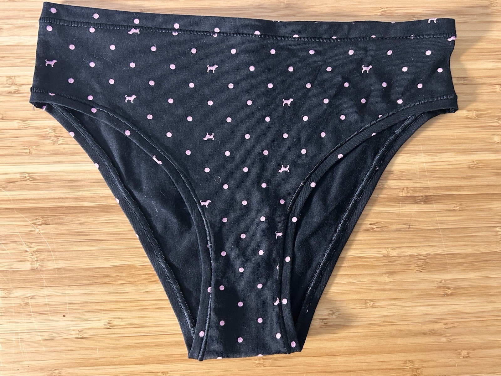 Victoria’s Secret PINK Black Cheeky w/ Pink Dog Graphic Size S