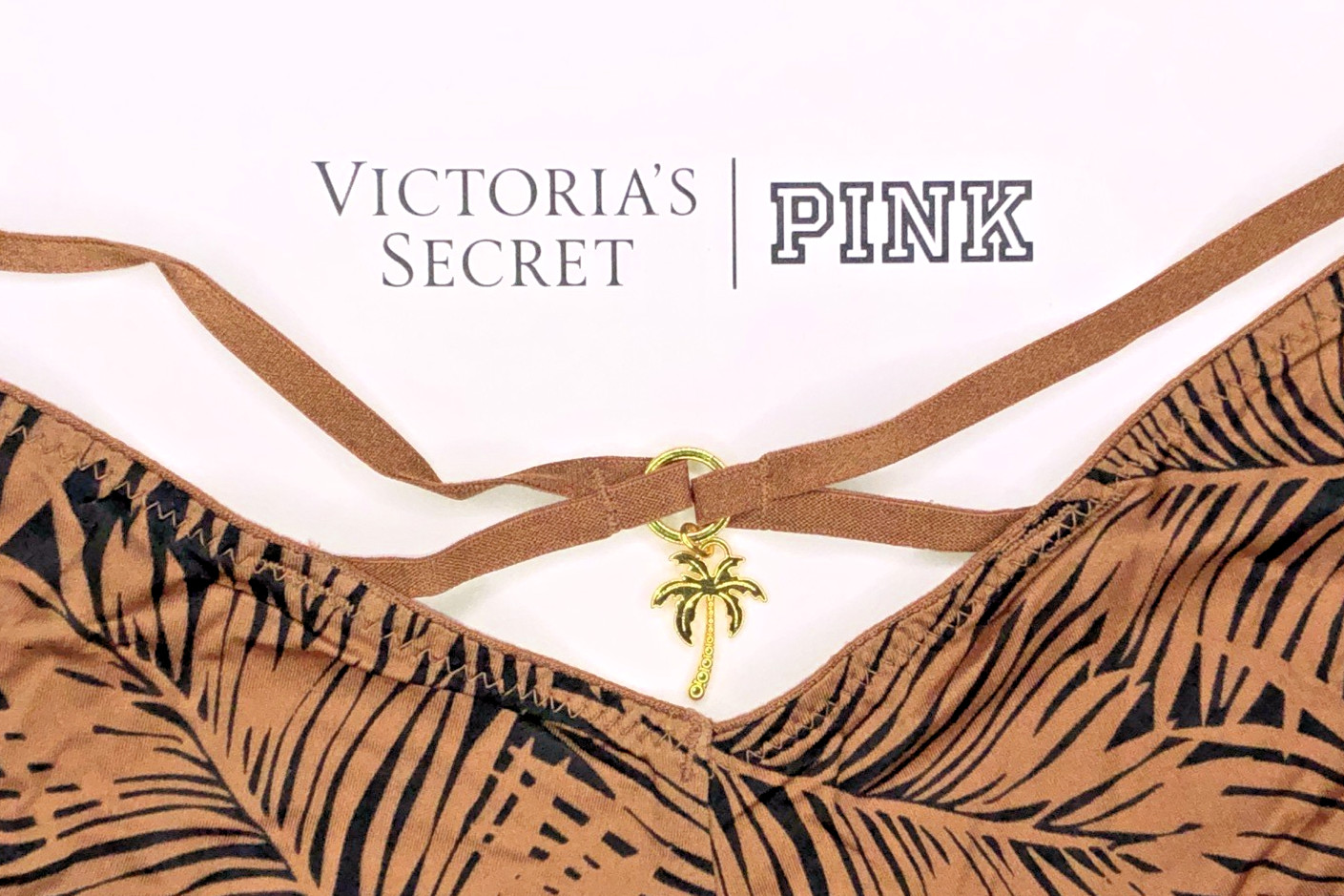 Victoria’s Secret Very Sexy NWT XL Tan Strappy Floral Cheeky Panty Charm