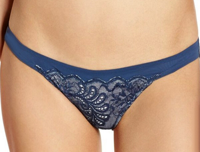 NWT Le Mystere size US 6 Sophia lace Bikini Panty Blue lame