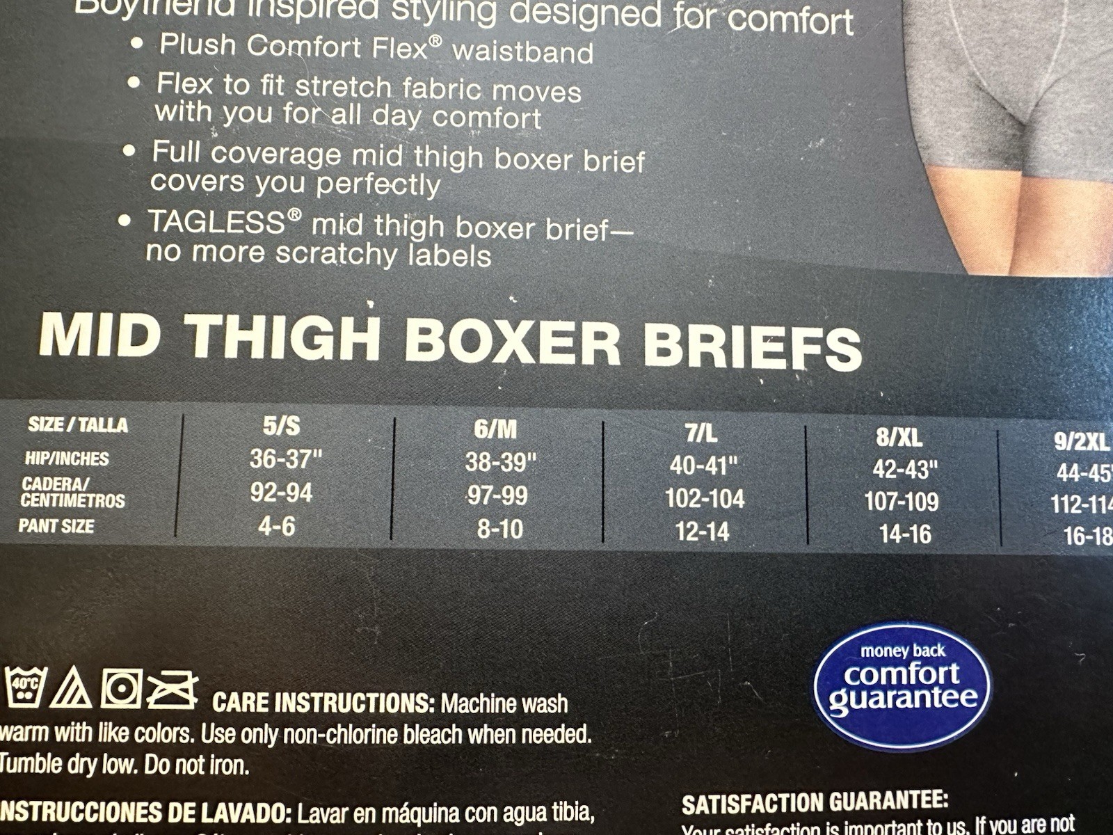 Hanes Premium Boyfriend Cotton Stretch Boxer Briefs Women’s 2 Pack Tagless NWT