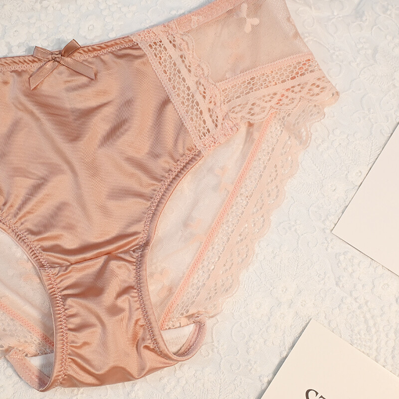 5pcs Lot Sexy Womens Satin Panties Sheer Back Full Briefs French Lace Underwear