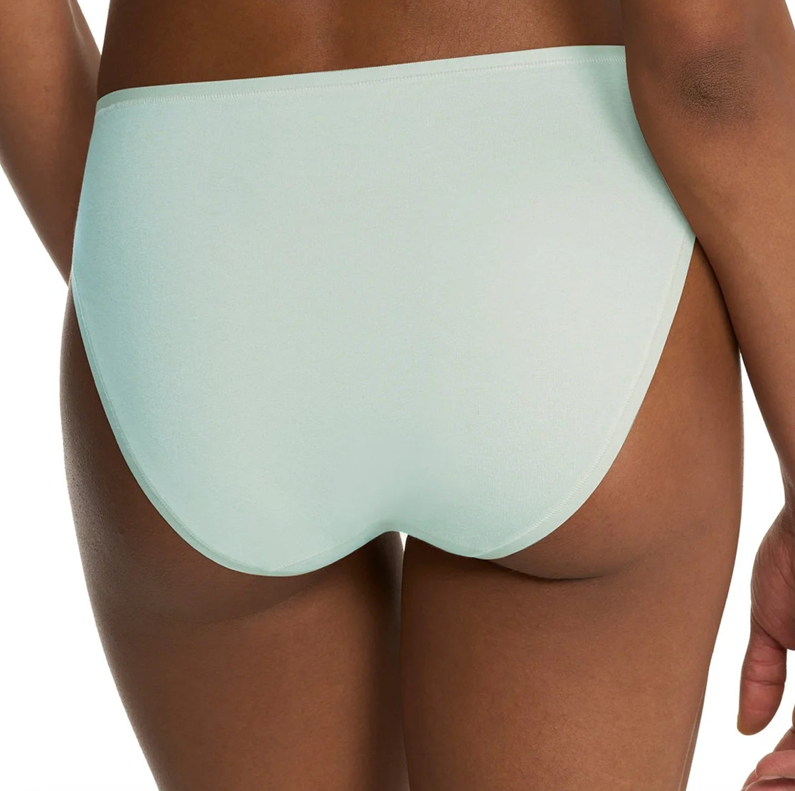 Natori MEDIUM Bliss Bare Cotton High Cut Brief Panty NWOT 772346 Cloud Green