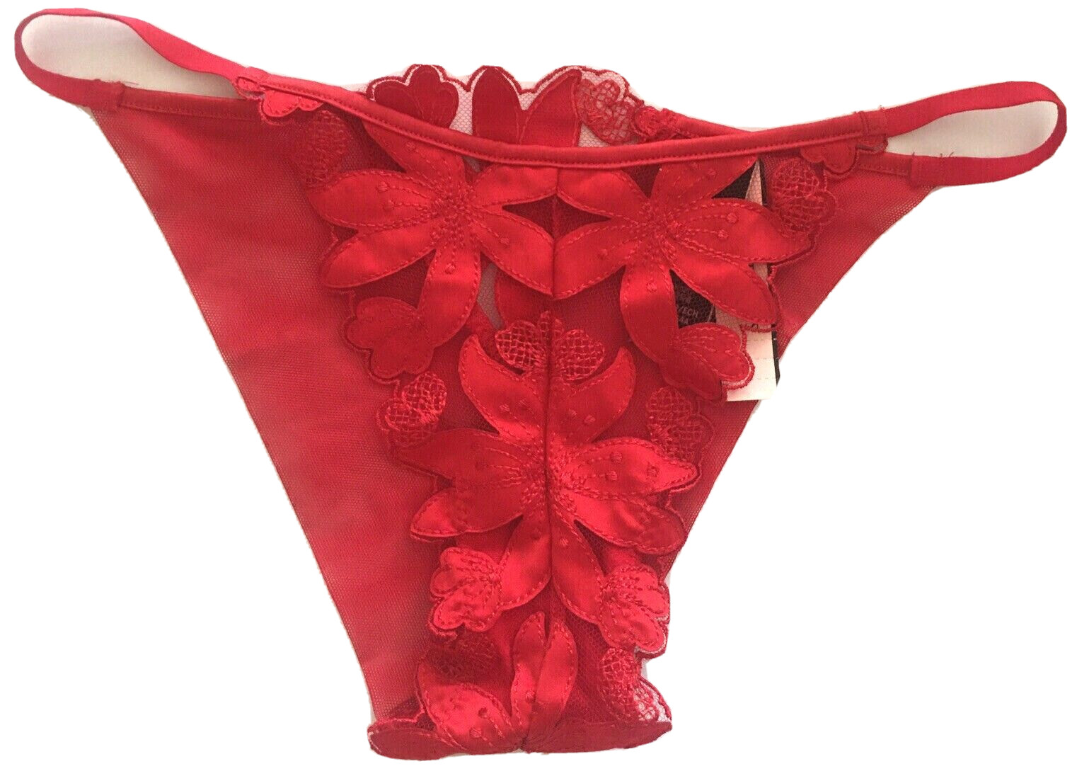 Victorias Secret Very Sexy Lipstick Red Floral Embroidery Brazilian Panties XS