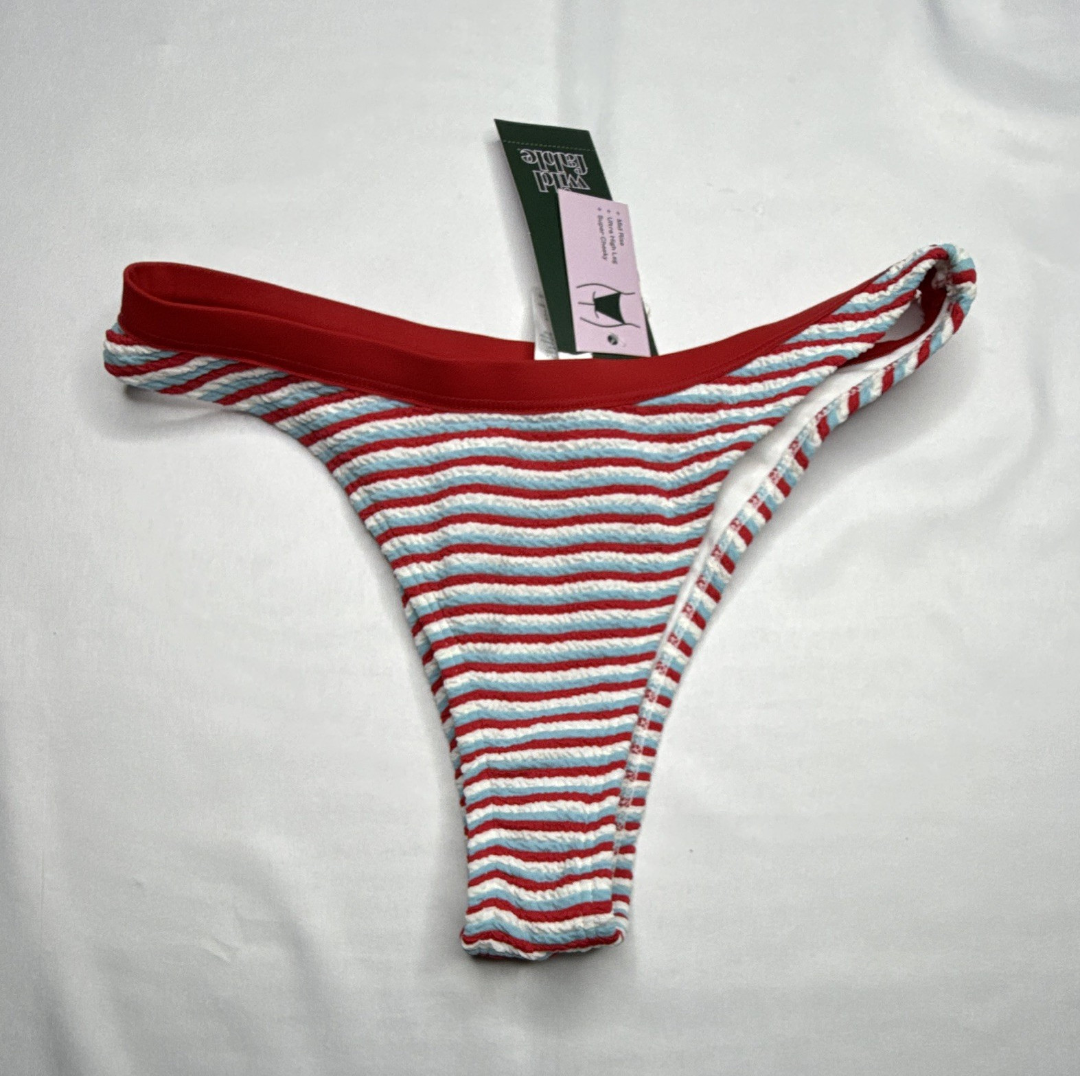 Wild Fable Women’s Striped Thong Panties XXS Mid Rise High Leg Cotton Blend